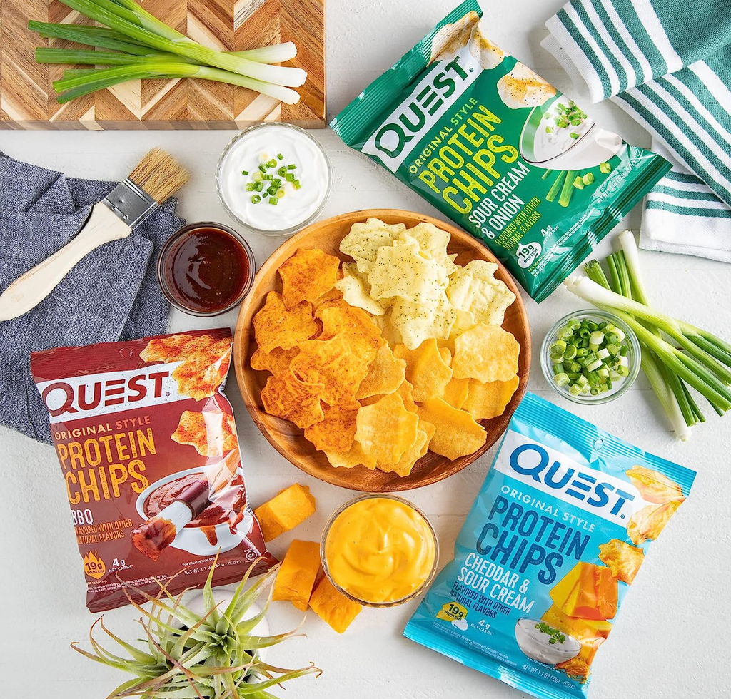 Quest Nutrition Protein Chips Variety Pack, (BBQ, Cheddar & Sour Cream, Sour Cream & Onion), High Protein, Low Carb, 1.1 Ounce (Pack of 12)
