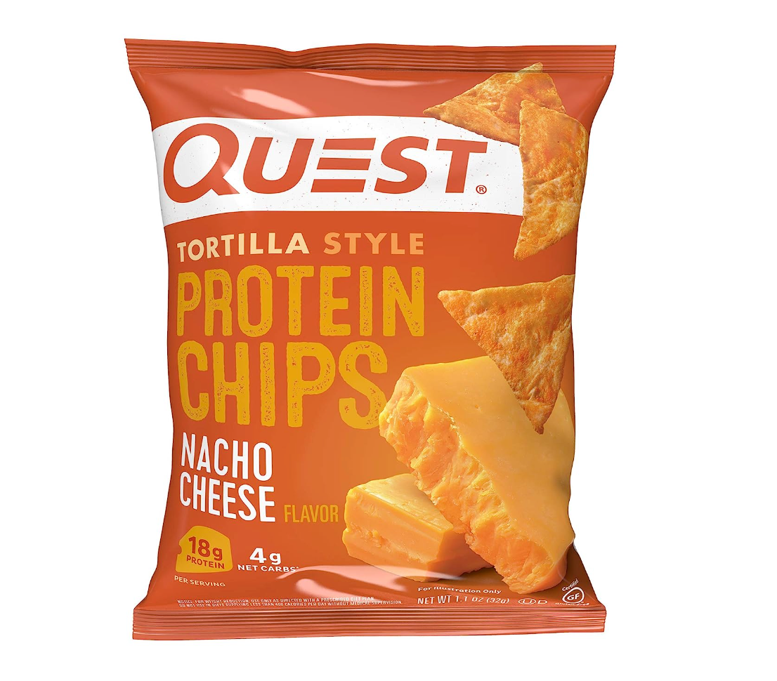 Quest Nutrition Tortilla Style Protein Chips, Low Carb, Nacho Cheese 1.1 Ounce (Pack of 12)
