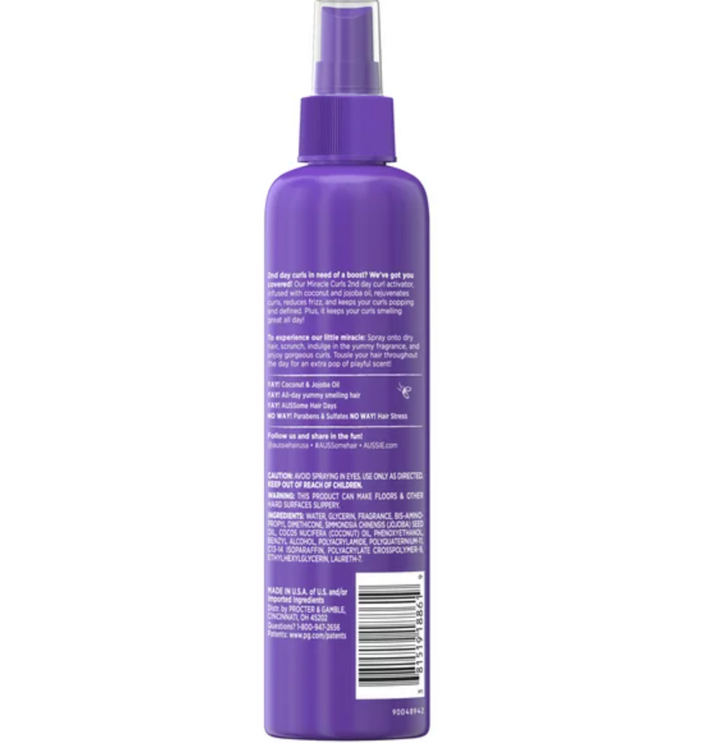 Aussie Miracle Curls 2nd Day Curl Activator Spray Gel, 8.5 fl oz