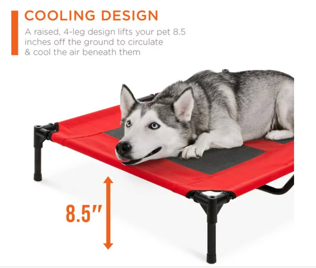 Best Choice Products 36in Outdoor Raised Mesh Cot Cooling Dog Pet Bed RED