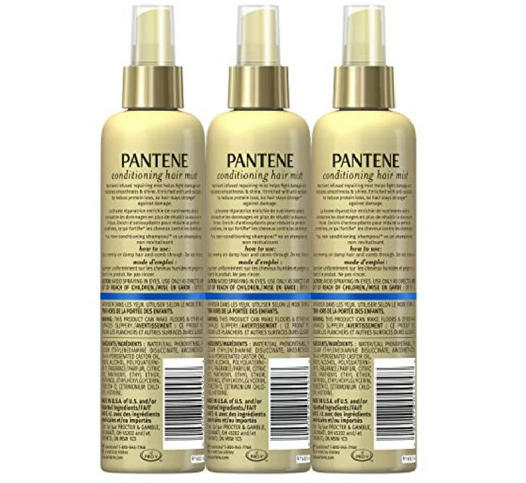 Pantene Conditioning Mist Detangler, Nutrient Boost, Pro-V Repair And Protect For Damaged Hair, 8.5 Fl Oz (Pack Of 3)