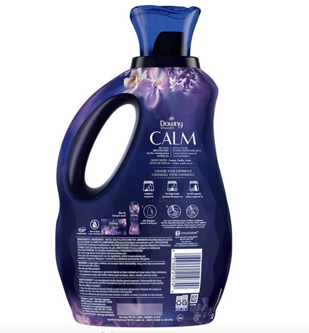 Downy Infusions Liquid Fabric Softener, Calm, Lavender & Vanilla Bean, 56 fl oz