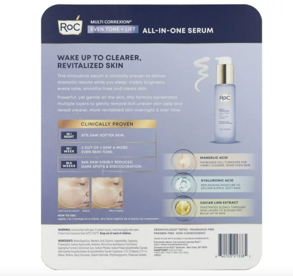 RoC Multi Correxion Even Tone + Lift All-in-One Serum, 1 Fluid Ounce (Pack of 2)
