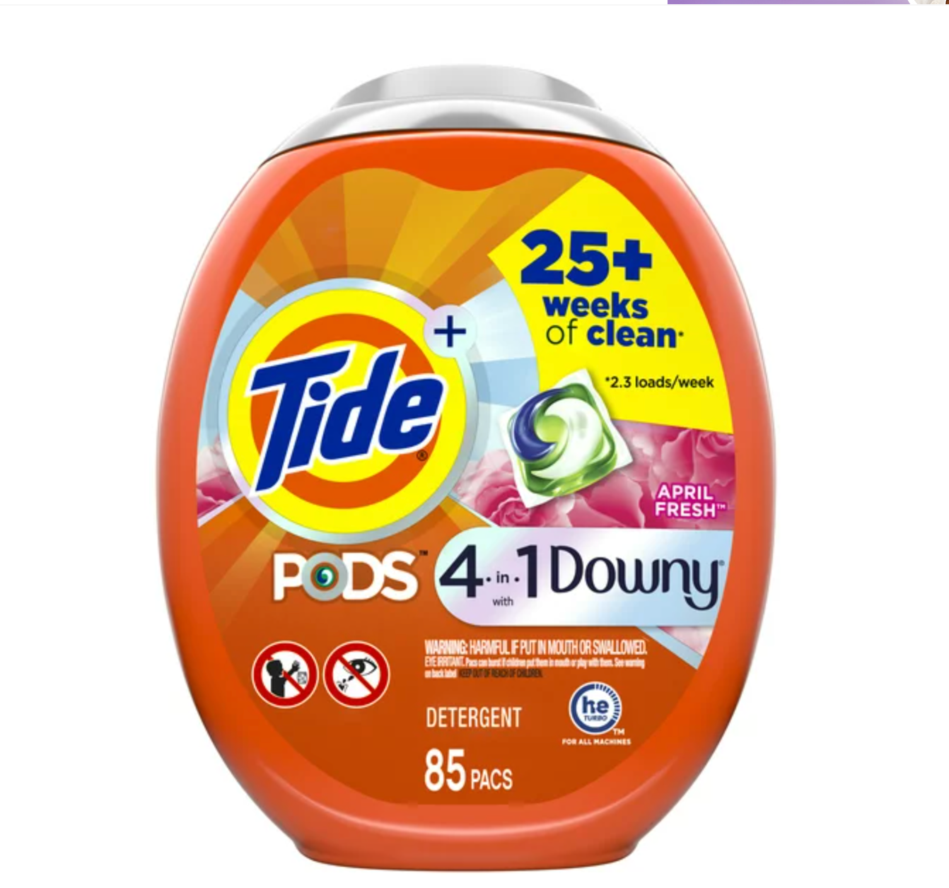 Tide Pods Laundry Detergent Soap Packs with Downy, April Fresh, 85 Ct
