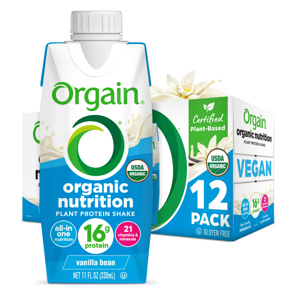 Orgain Organic Nutrition Vegan Protein Shake, Plant Based, Vanilla Bean 11oz, 12ct