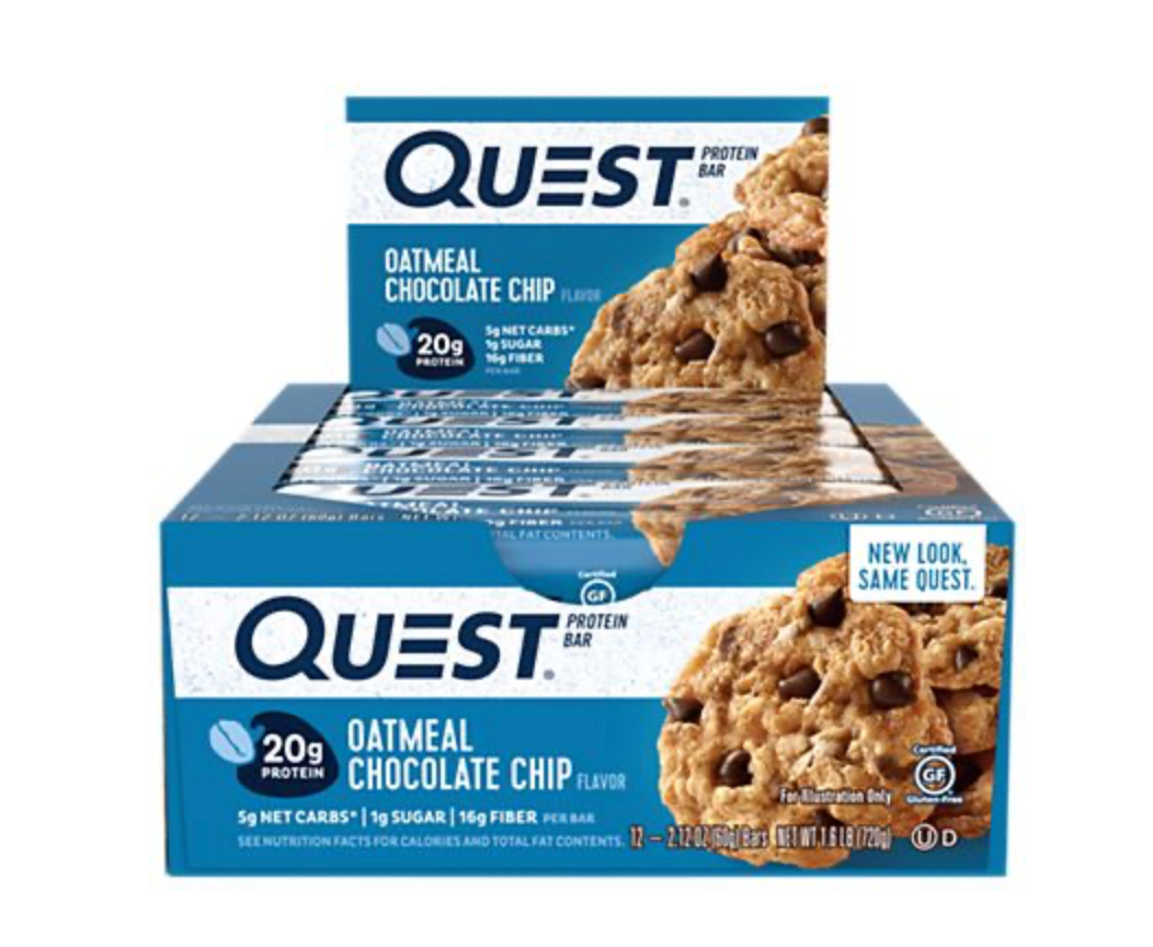 Quest Protein Bar - Oatmeal Chocolate Chip (12 Bars)