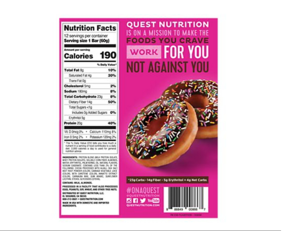 Quest Protein Bar - Chocolate Sprinkled Doughnut (12 Bars)