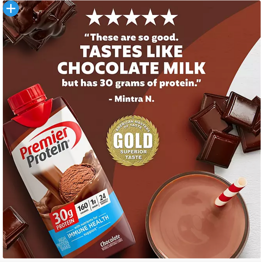Premier Protein 30g. High Protein Shake, Chocolate (11 fl. oz., 15 pk)