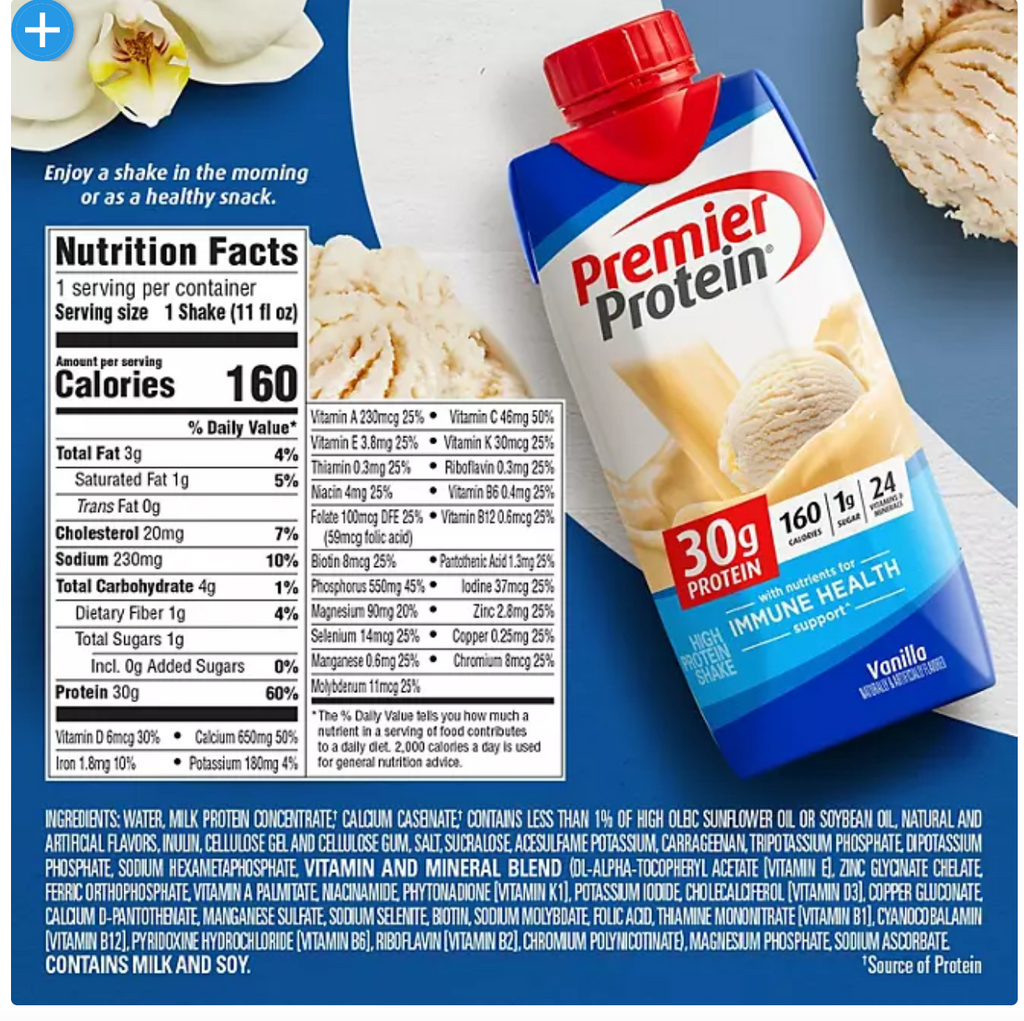 Premier Protein 30g. High Protein Shake, Vanilla (11 fl. oz., 15 pk.)