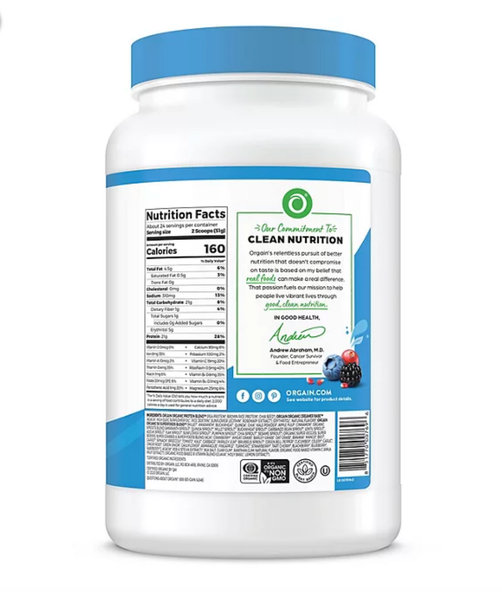 Orgain Organic Protein & Superfoods Plant-Based Protein, Vanilla (2.7 lbs.)
