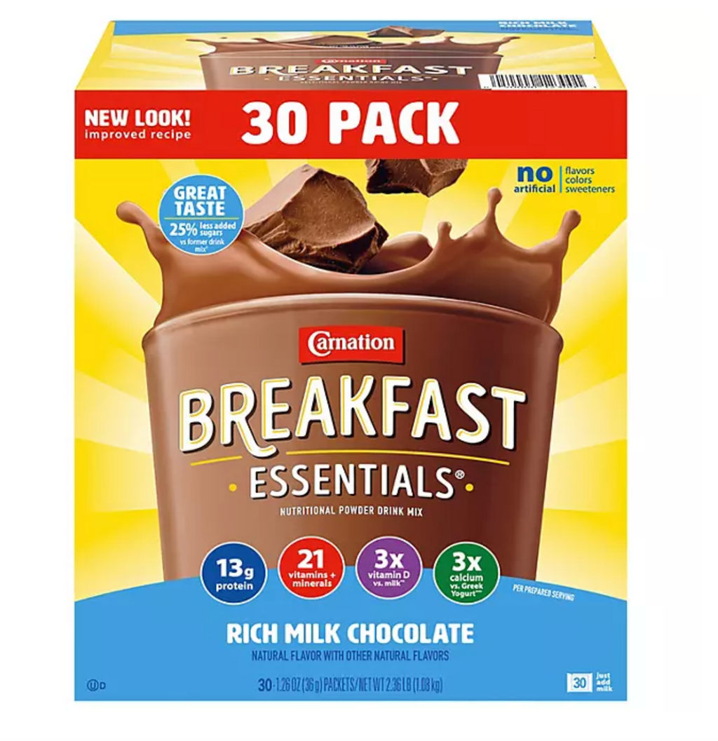 Carnation Breakfast Essentials Nutritional Drink Mix, Chocolate (30 ct.)