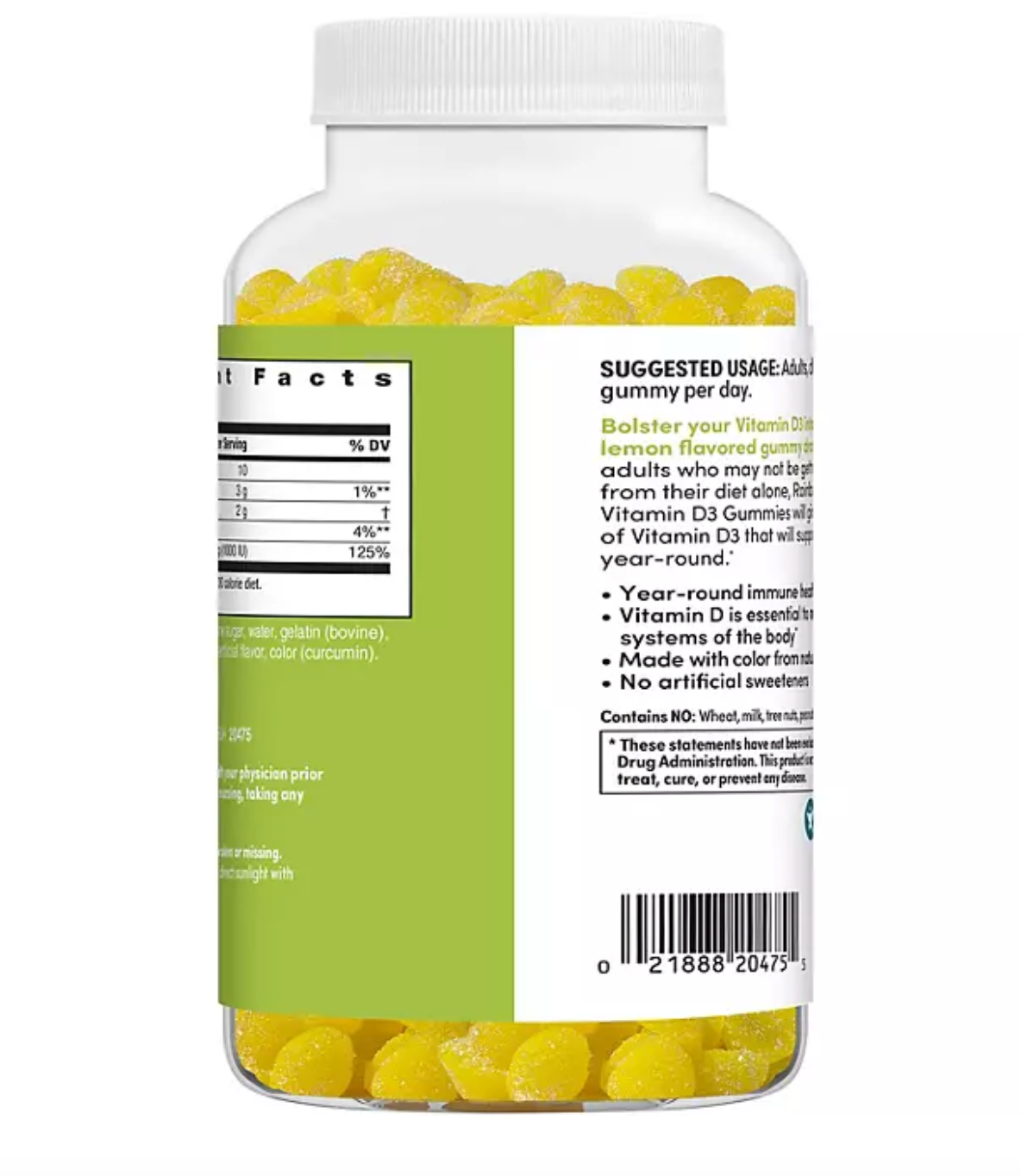 Rainbow Light High Potency Vitamin D3 1000 IU Gummy, Lemon (150 ct.)