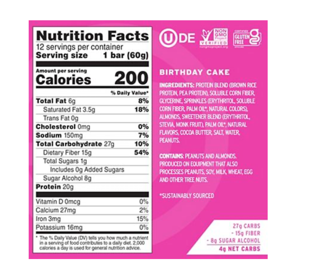 no cow Bar - Birthday Cake (12 Bars)