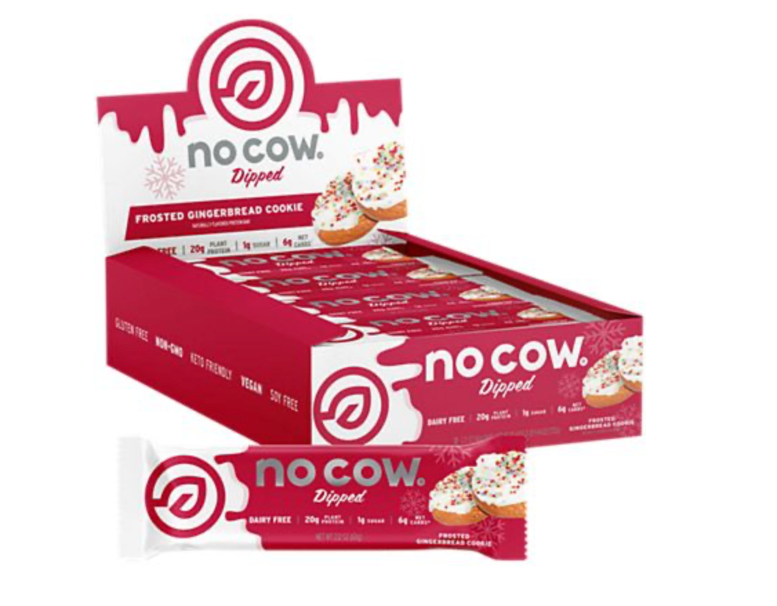 No Cow Plant-Based Dipped Protein Bar - Frosted Gingerbread Cookie (12 Bars)