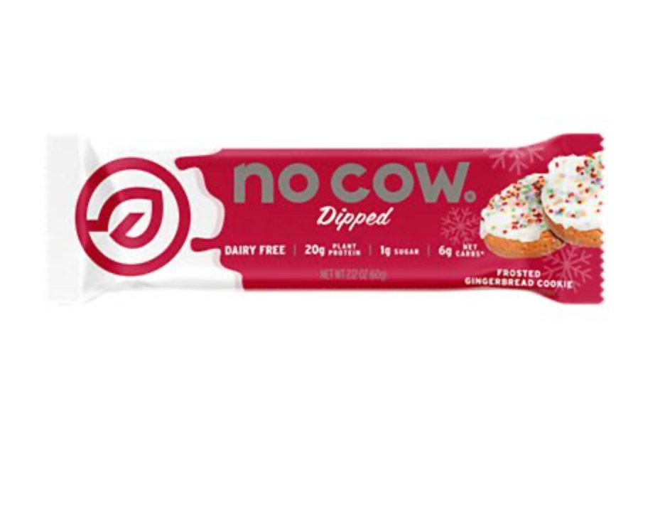 No Cow Plant-Based Dipped Protein Bar - Frosted Gingerbread Cookie (12 Bars)
