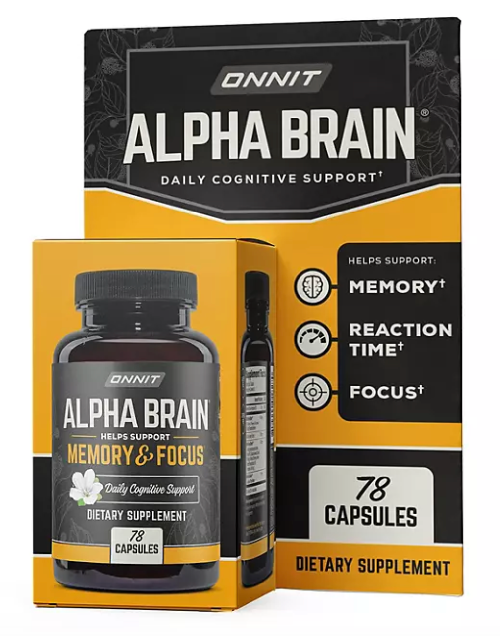 ONNIT Alpha BRAIN Premium Nootropic Brain Health Supplement, Memory and Focus Support Capsules (78 ct.)
