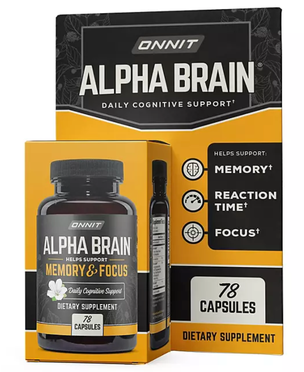 ONNIT Alpha BRAIN Premium Nootropic Brain Health Supplement, Memory and Focus Support Capsules (78 ct.)