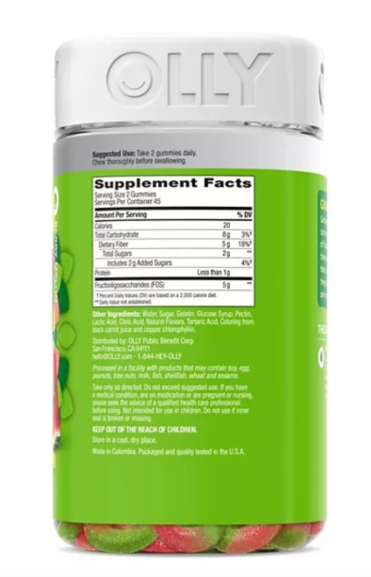 OLLY Fiber Gummy Rings 5g Prebiotic Fiber, Strawberry Watermelon (90 ct.)