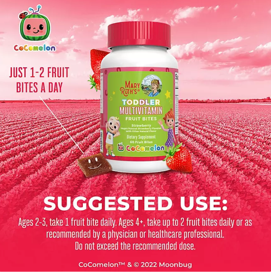MaryRuth's Organics CoComelon Toddler Multivitamin Fruit Bites, Strawberry (60 ct.)