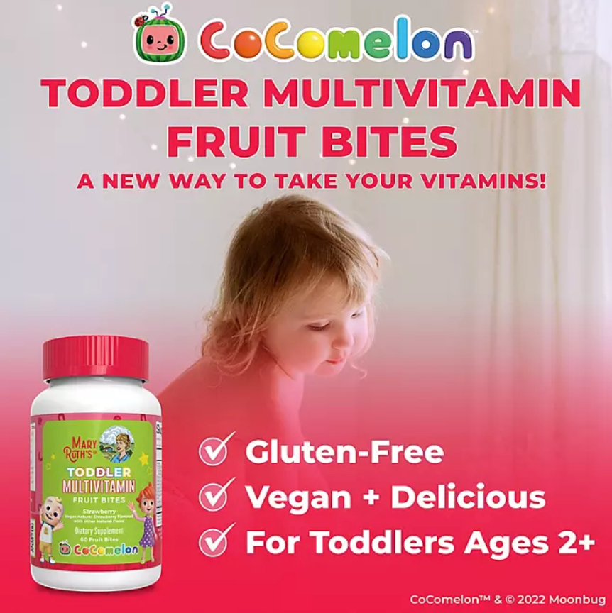 MaryRuth's Organics CoComelon Toddler Multivitamin Fruit Bites, Strawberry (60 ct.)