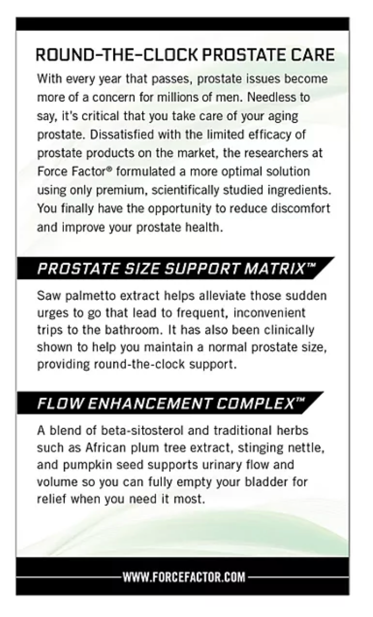 Force Factor Prostate Support Supplement Softgels 120 ct.