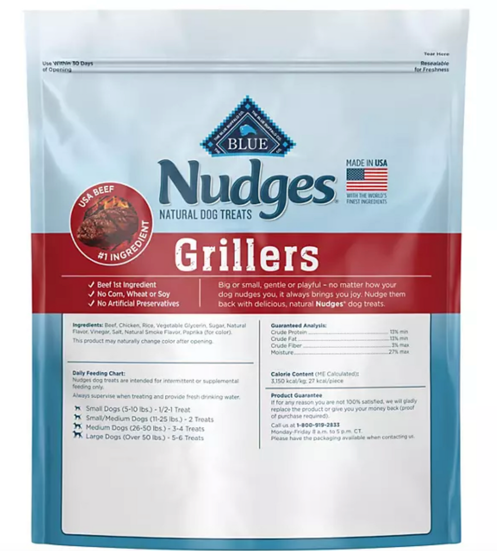 Blue Buffalo Nudges Grillers Steak Flavored Natural Dog Treats, 48 oz.