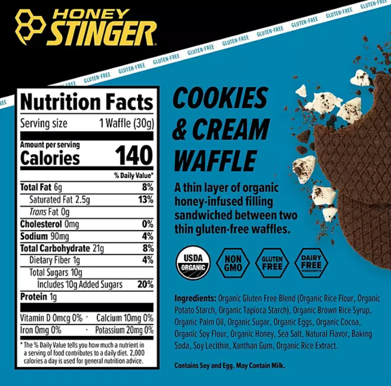 Honey Stinger Vanilla Waffle Organic Healthy Snack (12ct.)