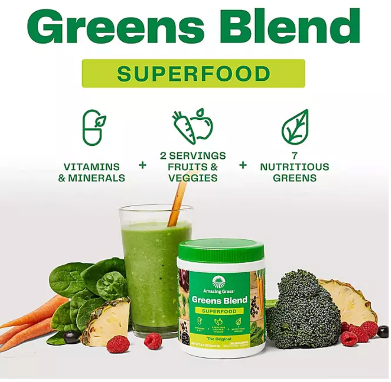 Amazing Grass Green Superfood Powder, Original, 45 servings, 12.6 oz.