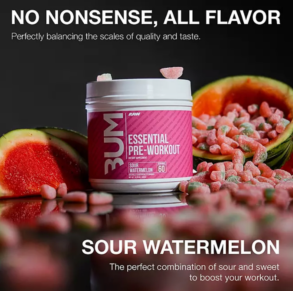 RAW Nutrition CBUM Essential Pre Workout Powder, Sour Watermelon 60 Servings.