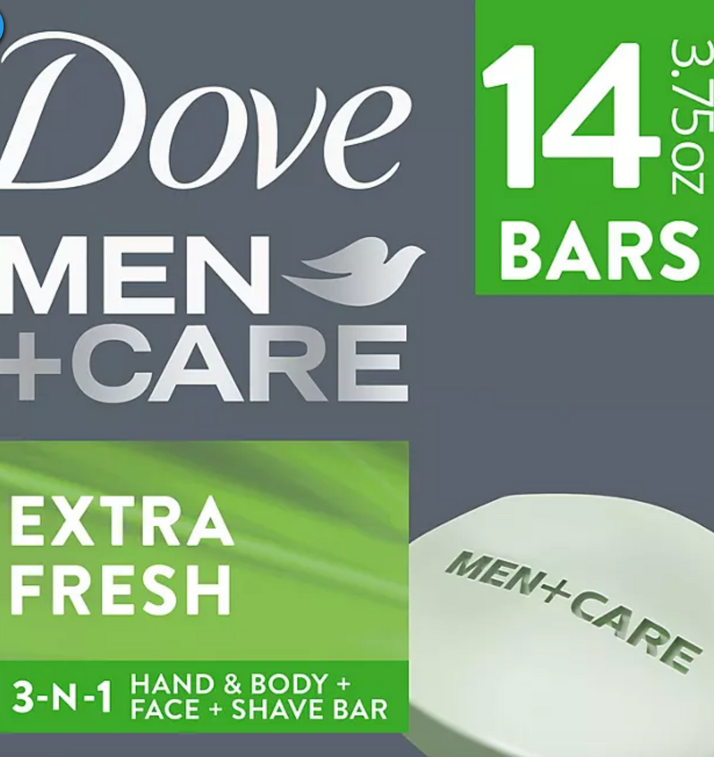 Dove Men+Care Body and Face Bar Soap, Extra Fresh, 3.75 oz., 14 ct.