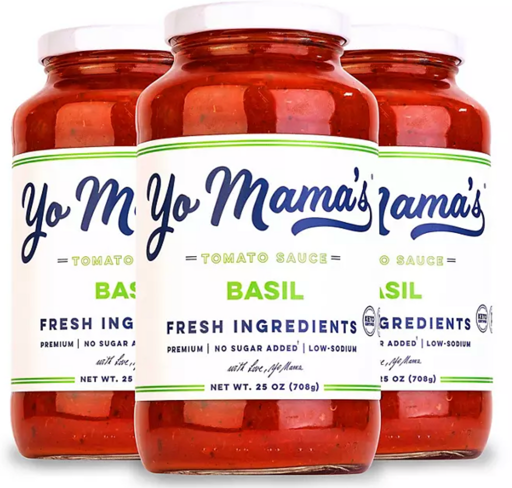 Yo Mama's Foods Low-Sodium Pasta Sauce, Tomato Basil 25 oz., 3 pk.