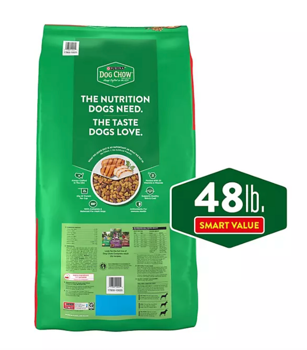 Purina Dog Chow Complete Adult Dry Dog Food, Chicken Flavor, 48 lbs.