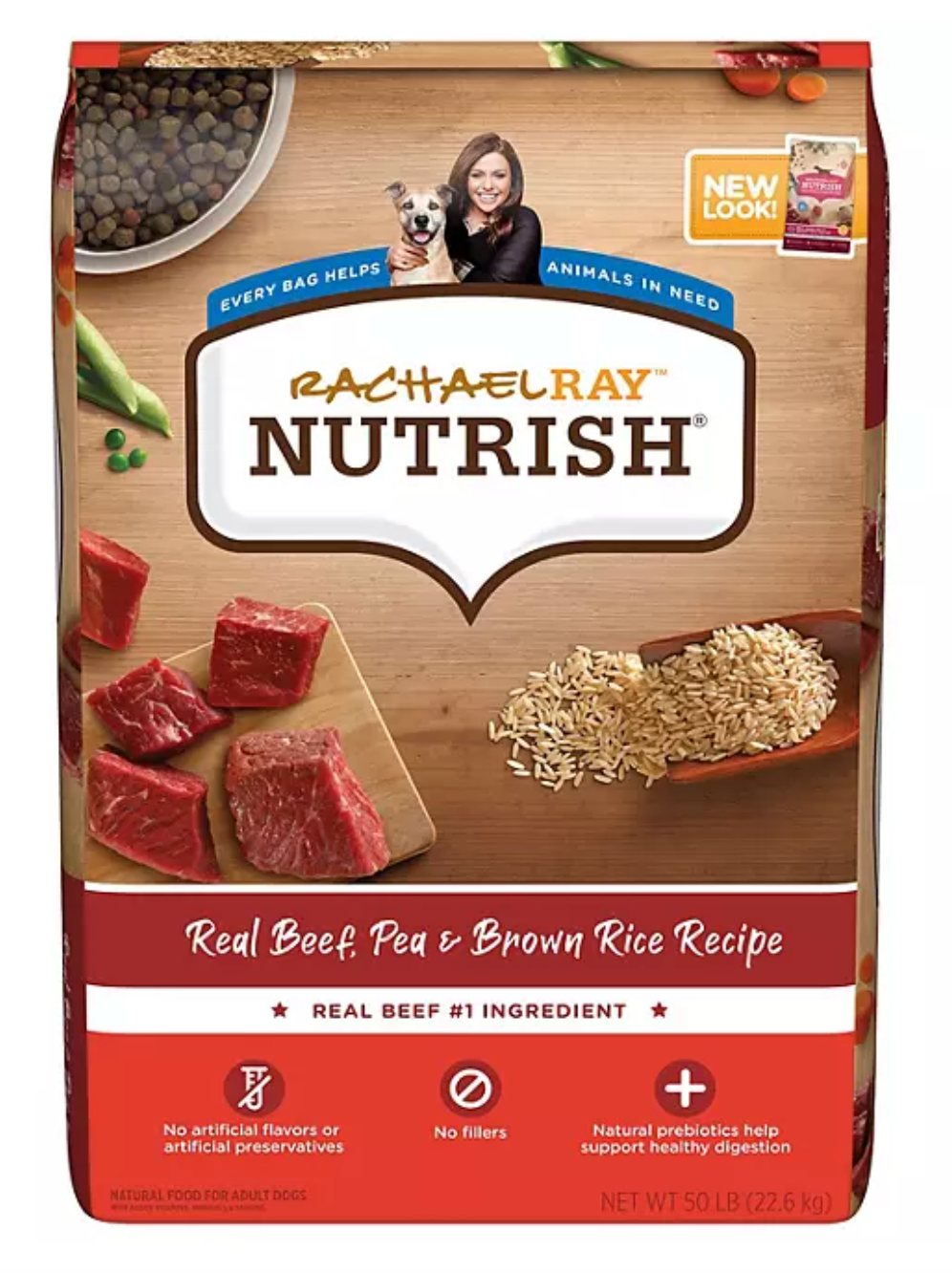 Rachael Ray Nutrish Dry Dog Food, Real Beef, Pea & Brown Rice Recipe 50 lbs.