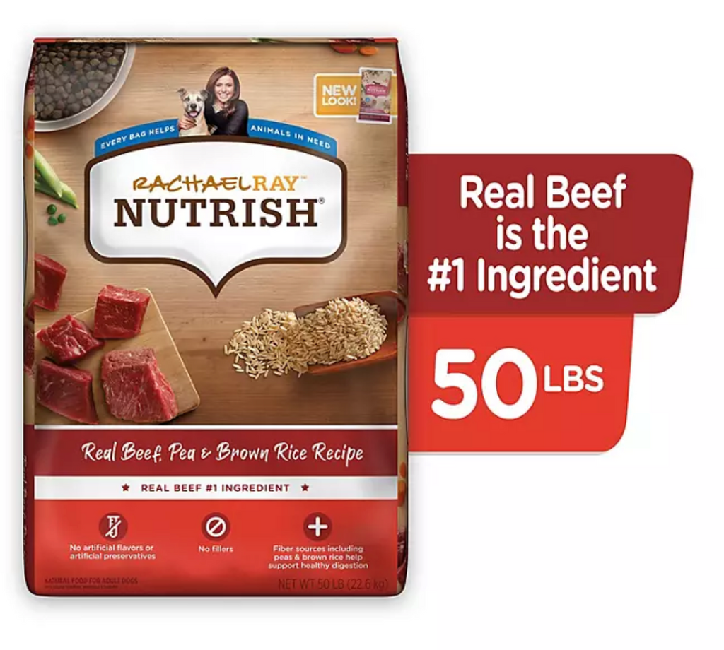 Rachael Ray Nutrish Dry Dog Food, Real Beef, Pea & Brown Rice Recipe 50 lbs.