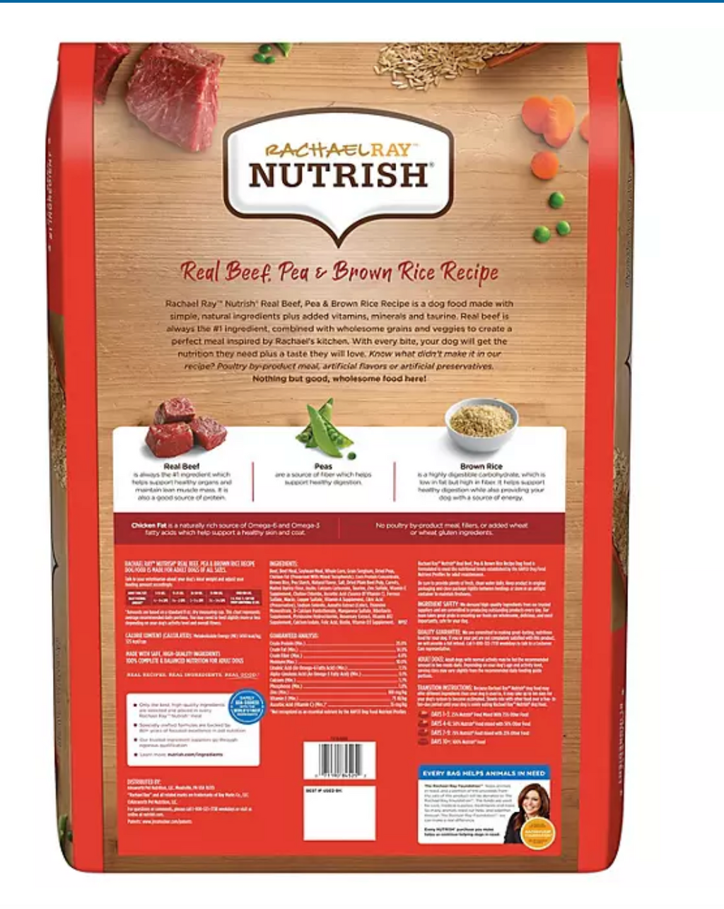 Rachael Ray Nutrish Dry Dog Food, Real Beef, Pea & Brown Rice Recipe 50 lbs.