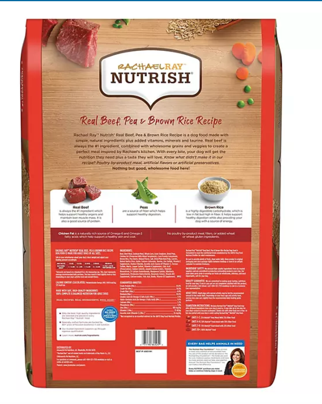 Rachael Ray Nutrish Dry Dog Food, Real Beef, Pea & Brown Rice Recipe 50 lbs.