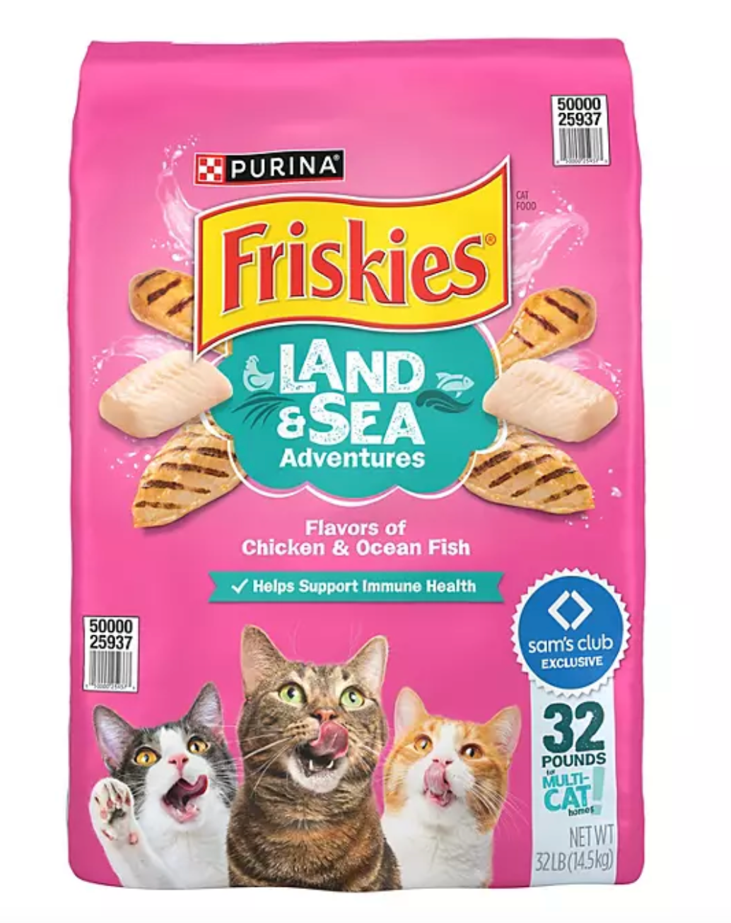 Friskies Land & Sea Adventures Dry Cat Food, Chicken + Ocean Fish, 32 lbs.