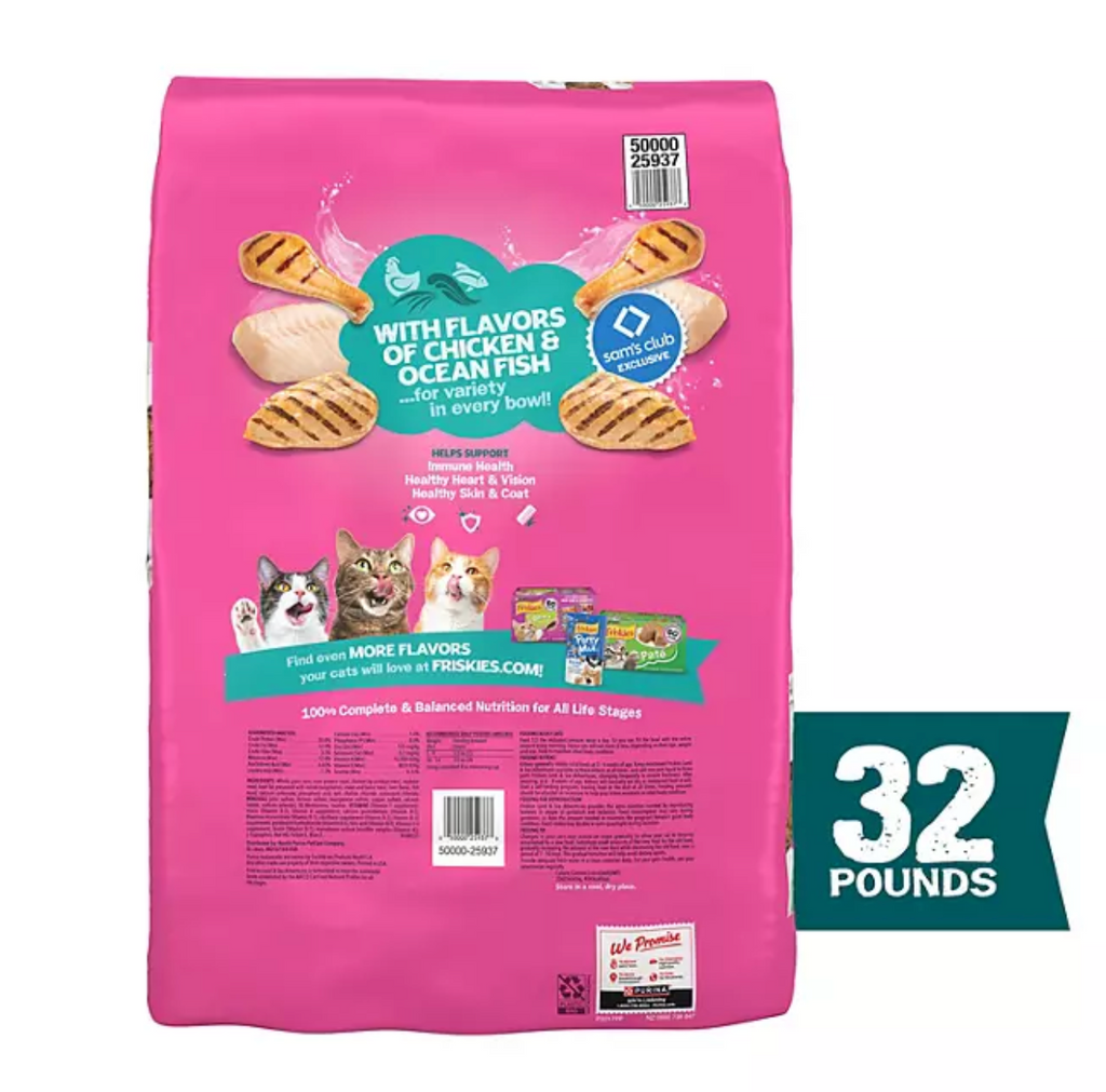 Friskies Land & Sea Adventures Dry Cat Food, Chicken + Ocean Fish, 32 lbs.