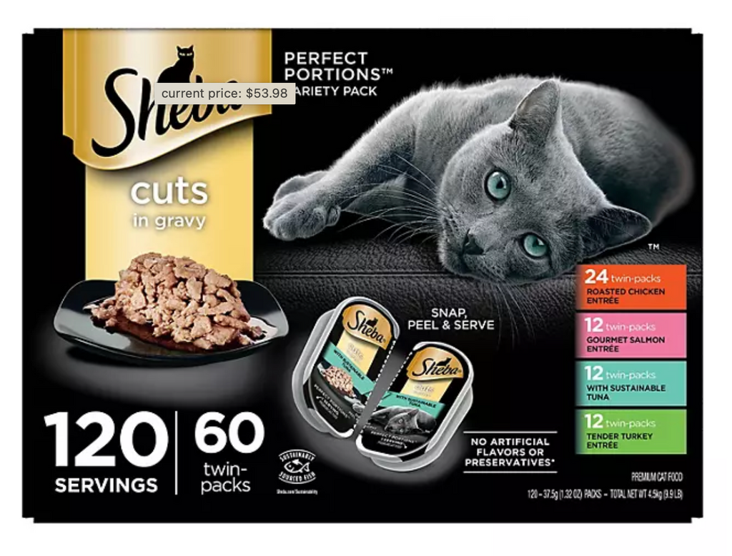 Sheba Perfect Portions Wet Cat Food Trays, Variety Pack 60 ct., 2.6 oz.