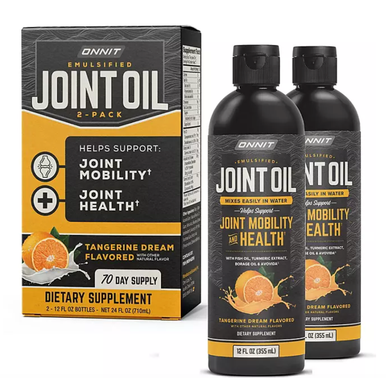 ONNIT Joint Oil: Liquid Fish Oil to Support Joint Health and Mobility, Tangerine Flavor 2 pk., 12 fl. oz.