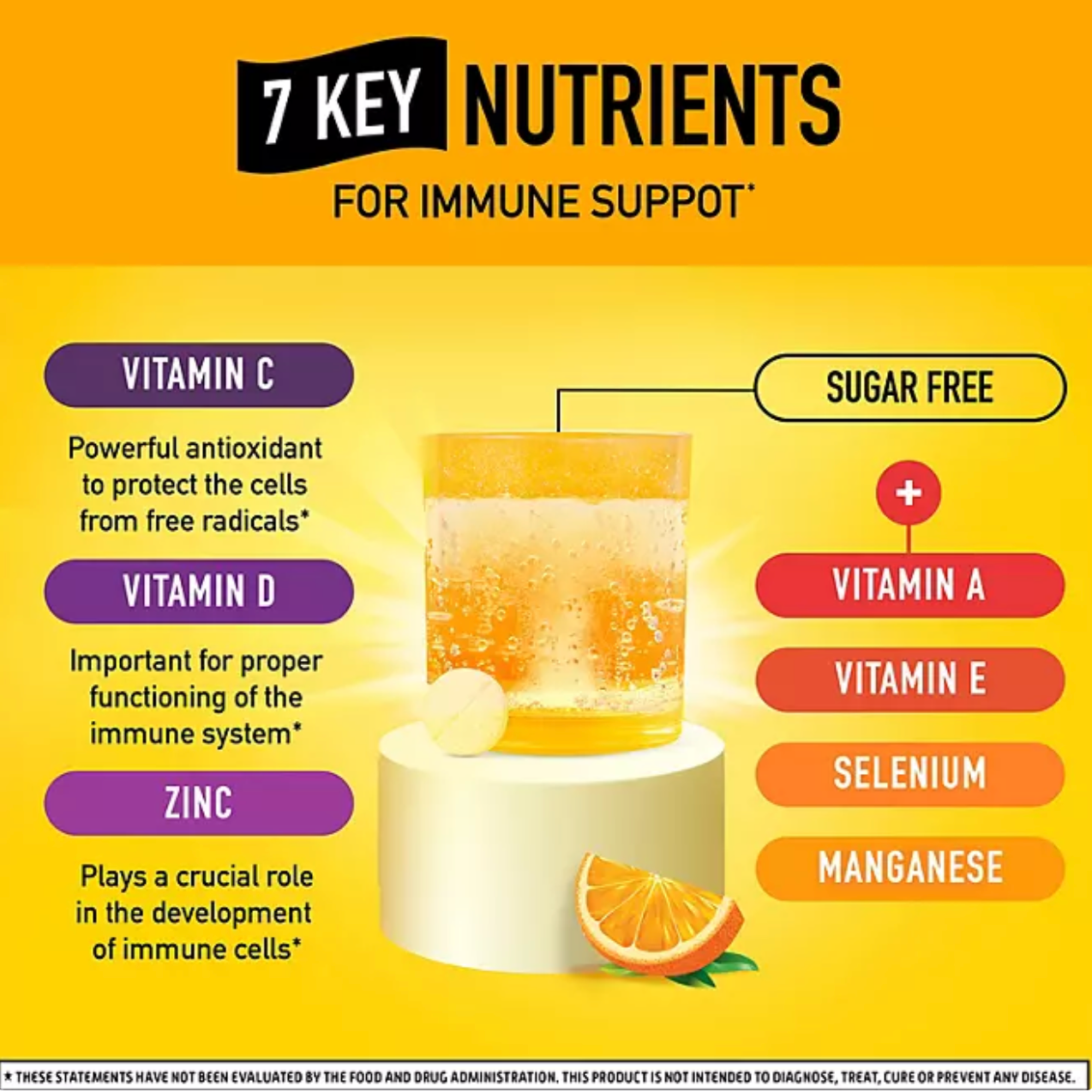 Airborne Immune Support Effervescent Tablets, Sugar-Free Zesty Orange 36 ct.