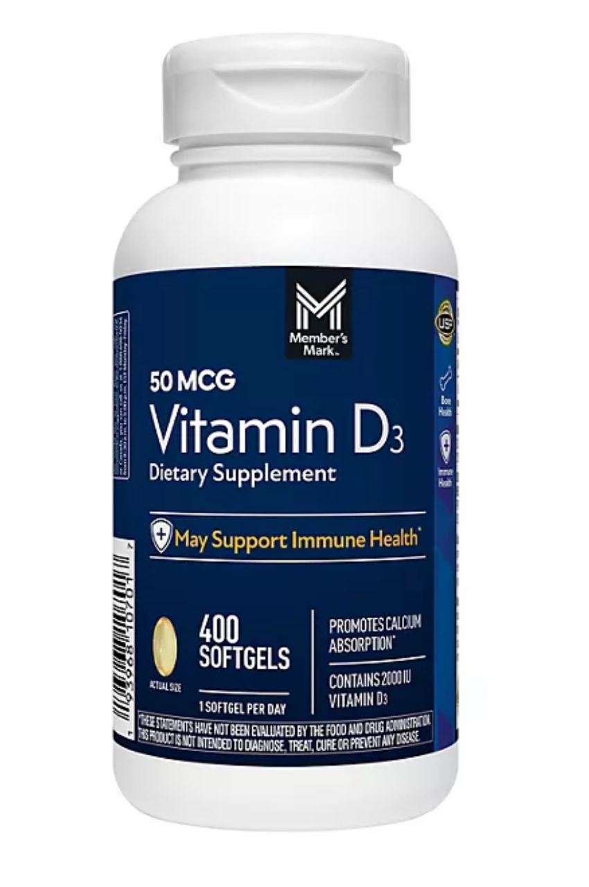 Vitamin D3, 50 mcg, 400 ct.