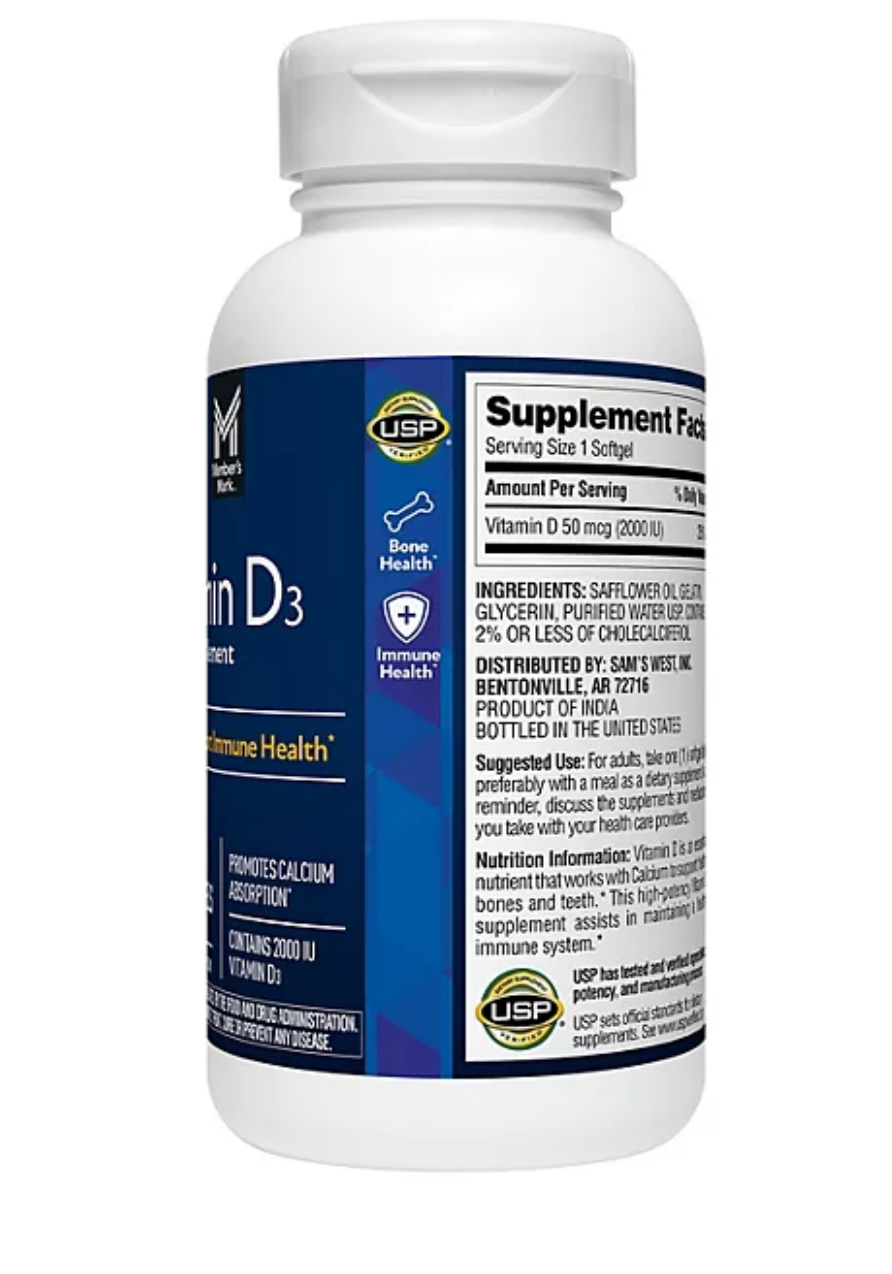 Vitamin D3, 50 mcg, 400 ct.